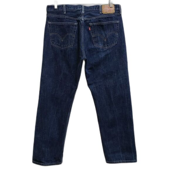 Levi's 501 Jeans Mens 37x30 Blue Cotton Denim Straight Fit Button Fly Distressed - Picture 2 of 11